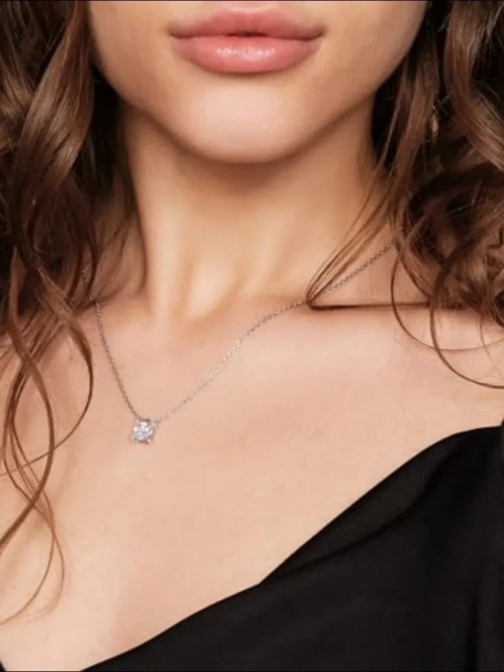 14K Gold Plated Cubic Zirconia Pendant Necklace Adjustable Slider